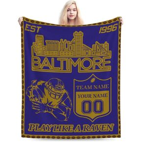 Personalized Football Throw Blanket for Bed/Sofa/Couch Soft Lightweight Blanket Gifts for Football Fans GB6