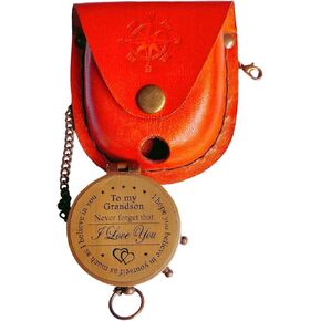 Handmade Antique Nautical Brass Compass to My Grandson Collectible Gift for Traveler & Hiking