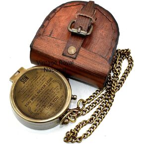 AASIYA Engraved Brass Compass Gift To My Son/To Our Son/Nautical Gift For Son From Dad/Gift To Son From Mom A Perfect And Unique Gift With Leather Case