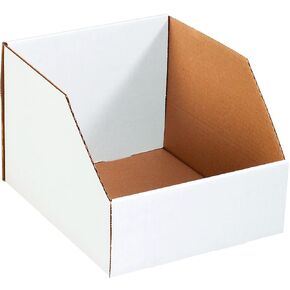 Ship Now Supply SNBINJ10128 Jumbo Open Top Bin Boxes, 8" Height x 12" Length x 10" Width, White (Pack of 25)