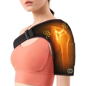 Yabuu Heated Shoulder Wrap Pad with Massager for Arm Pain Relief,Electric Massager Heating Pad with 3 Vibration and Heat Settings hot Therapy for Shoulder for Women Men Gift (No Power Bank)