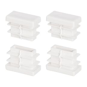 uxcell 0.8 x 0.4 Inch Rectangle Plastic Plug, 4 Pcs White Pipe Tubing End Cap Plastic Plug Cap Insert Glide Insert for Metal Tubing Fence Table Chairs Furniture, White