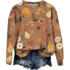 AIMITAG Fall Wildflower Sweatshirt Women Casual Long Sleeve Printed Flowers Shirts Boho Cottagecore Floral Autumn Pullover