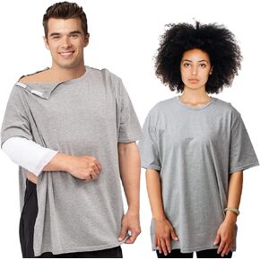 Uni-Sex Post Shoulder Surgery Shirt & Rehab Shirt with Stick On Fasteners, Convenient and Quick (X-Large, Black)