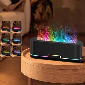 2024 Upgraded Rainbow Flame Fire Diffuser Humidifier, 7 Colors Changing Oil Diffuser, Ultra-Quiet Aroma Essential Oils Aromatherapy Diffusers for Large Room, Bedroom, Office