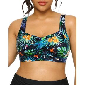 Daci Women Plus Size Push up Bikini Top Only Full Coverage Swimsuit Tops Twist Front Longline Bathing Suit Bra for Large Bust in Kuwait