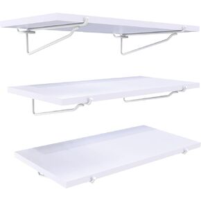 HUHOLE White Pegboard Shelf 3 Pack, Only Fits 1/4 Pegboard, Heavy Duty Peg Board Shelving for Organization, Wooden Pegboard Shelves for Garage, Pegboard Accessories for Crafts Room, Office