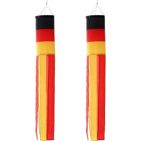 MSFHHA Germany German Flag WindSock 2 Pack Stripes Wind Socks for Yard and Garden Flag,Front Porch Hanging Waterproof Suitable for Every Season,40Inch.