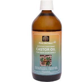 100% Pure Castor Oil | 16 fl oz Amber Glass Bottle | Hexane Free | Cold Pressed | All Natural | for Hair, Skin, Nails | Bottled in India