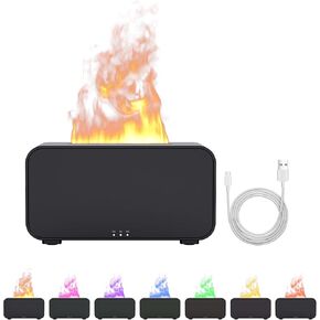 Rican Flame Fire Diffuser Humidifier, 120ml Essential Oil Diffusers, Cool Mist Humidifier Auto Shut Off, Small Diffuser with 7 Colors Changing, Aromatherapy Diffuser for Home Office Bedroom,Black