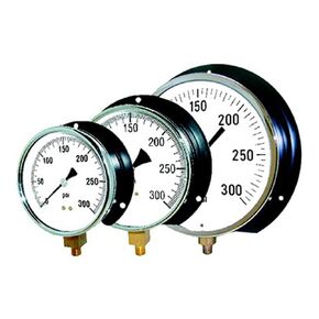 PIC Gauges 115D-454E Bottom Mount Dry Pressure Gauge w/ Black Steel Case, Brass Internals, Chrome Bezel, Plastic Lens, Wall Mount Back Flange, 4.5" Dial, 0/100 psi Range, 1/4" Male NPT