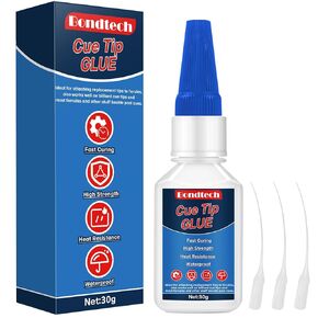 Pool Cue Tip Glue 30 g, Cue Tip Glue Quick Dry, Repair and Replacement, Clear Glue for Cue Tips, Ferules, Billiard Cue Tips, Strong Adhesion, Waterproof