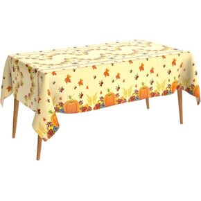 Thanksgiving Tablecloth Disposable Rectangle 2 Pack Plastic Fall Tablecloth Autumn Pumpkin Tablecloth 54 x 108 Inch Thanksgiving Table Cover for Dinner Kitchen Picnic Thanksgiving Party Decorations