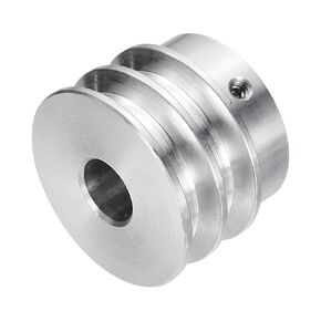uxcell V-Type Pulley 14mm Bore 40mm Outer Dia Double Groove Aluminum Alloy for Motor Shaft Drilling Machine 6mm(1/4") PU Shape Belt