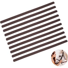 OLYCRAFT 10 Pcs Brown Replacement Leather Crown for Breakaway Halter 23.6 inch Smooth Replacement Imitation Leather Crown Replacement Break Away Crown Strap for Breakaway Halter