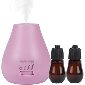 HAPPTWS Essential Oil Diffuser - Waterless Diffuser 3 Timer Settings Battery Powered for Bedroom Yoga Room Toilet Pet Room - Pink