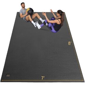Gxmmat Extra Wide Large Exercise Mat 12'x7'x7mm, Thick Workout Mats for Home Gym Flooring, Non-Slip Durable Cardio Mat, High Density, Shoe Friendly, Perfect for Plyo, MMA, Jump Rope, Stretch, Fitness