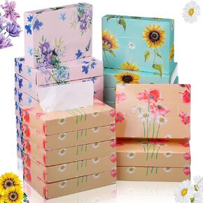 24 Packs Small Boxes of Tissues Flower Car Facial Tissue Boxes Disposable Tissue Packs Cube Facial Tissues 2 Ply 960 Sheets for Holiday Party Bathroom Office Floral Home Decor(Flower)