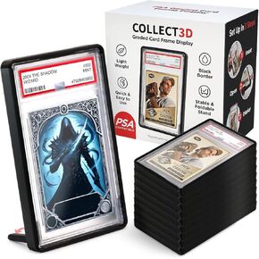 Graded Trading Card Frame Display with Hinged Stand | 10 Pack (Black) | Fits PSA Slab Case | Secure Fit Protection | Easy Storage | Display & Protect Your Cards | Stand Included