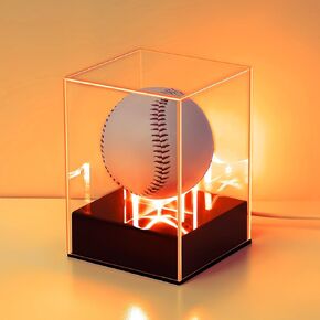 Acrylic Baseball Display Case with LED Light Clear 7 Color Light up Baseball Case Baseball Holder Baseball Stand Baseball Cube for Memorabilia Signed Balls