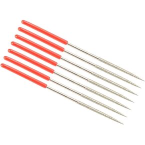 Utoolmart 7Pcs Diamond Needles File, 2mm x 100mm Round Diamond Needle File Set, 150 Grits Round Files Tools for Metal Glass Stone with Fine Sanding