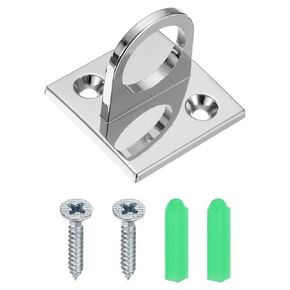 PATIKIL Pad Eye Plate U Hooks, 4 Pack Metal Ceiling Hook Wall Mount Loop with Screws Expansion Tubes Hardware Ring Hooks for Hanging Ropes in Queue Barrier, Silver