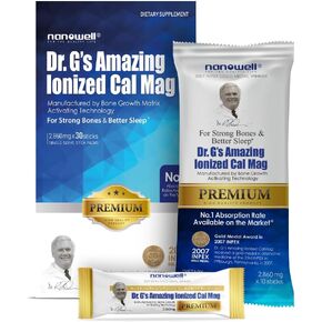 Dr. G's Amazing Ionized Cal Mag 2,860mg (Premium) - Bone Strength and Bone Health Supplement with Ionized Calcium & Magnesium Powder Stick Packs - 30 Sticks x 1 Pack (30 Count)