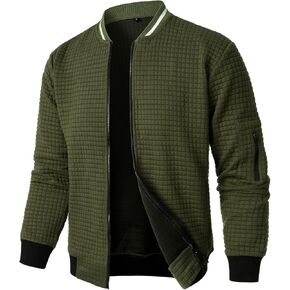HOOD CREW Men’s Lightweight Casual Jackets Varsity Bomber Jacket Coat with Zipper