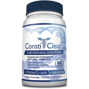 ConstiClear - Ease Constipation, Improve Digestion, Support Gut Flora - Contains Probiotic - 180 Capsules - 1 Bottle - Vegan