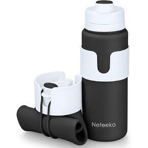 Nefeeko Collapsible Water Bottle, BPA Free 26oz Foldable Water Bottle for Travel Sports, Leak-Proof Spill-Proof Portable Water Bottles with Carabiner, Lightweight
