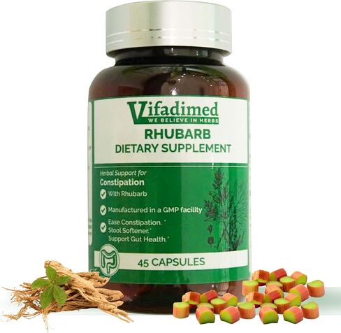 Rhubarb - Herbal Chronic Constipation Relief for Adults, Stool softeners, Stool Breaker,Lower Bowel Stimulator & Lubricator,Bowel Regularity, Daily Bowel Movement, 15 Day Supply in Saudi Arabia