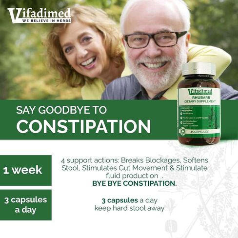 Rhubarb - Herbal Chronic Constipation Relief for Adults, Stool softeners, Stool Breaker,Lower Bowel Stimulator & Lubricator,Bowel Regularity, Daily Bowel Movement, 15 Day Supply in Saudi Arabia