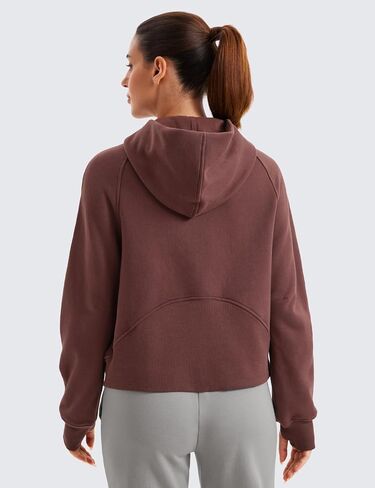 CRZ YOGA Womens Fleece Lined Full Zip Hoodies Oversized Long Sleeve Casual Workout Hooded Sweatshirt with Thumb Holes in Saudi Arabia