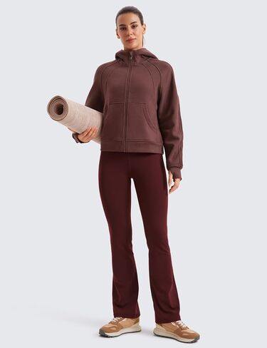 CRZ YOGA Womens Fleece Lined Full Zip Hoodies Oversized Long Sleeve Casual Workout Hooded Sweatshirt with Thumb Holes in Saudi Arabia