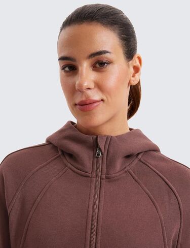 CRZ YOGA Womens Fleece Lined Full Zip Hoodies Oversized Long Sleeve Casual Workout Hooded Sweatshirt with Thumb Holes in Saudi Arabia
