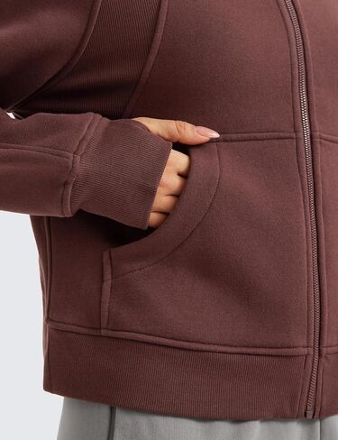 CRZ YOGA Womens Fleece Lined Full Zip Hoodies Oversized Long Sleeve Casual Workout Hooded Sweatshirt with Thumb Holes in Saudi Arabia