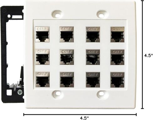 DIYTECH Cat7 Wall Plate - RJ45 Ethernet Wall Outlet, Female to Female Cat 7 Plate, for Network Setup - White (12 Port) in Saudi Arabia