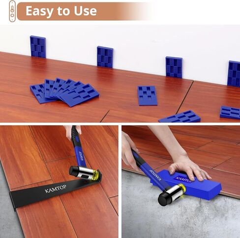 أدوات تركيب الأرضيات الخشبية المصفحة من Kamtop - طقم إصلاح الأرضيات الخشبية 63 قطعة مع 60 فاصلًا للأرضية، أداة تركيب الأرضية مطرقة مزدوجة الوجه، كتلة التنصت المطاطية، قضيب سحب عالي التحمل in Kuwait