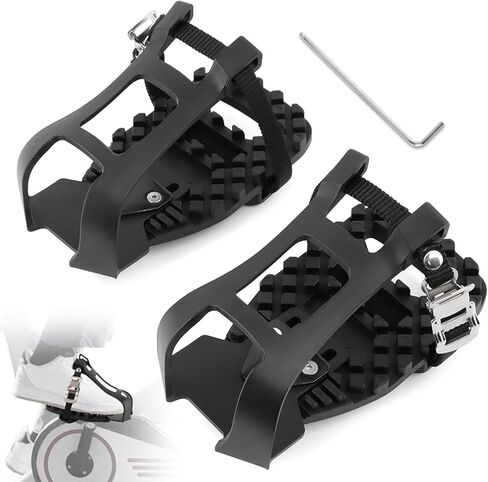 زوج واحد من دواسات الدراجة الرياضية، أقفاص أصابع القدم قابلة للتعديل لدواسات الدراجة الثابتة ومحولات دواسات ركوب الدراجات المضادة للانزلاق مع مفتاح ربط سداسي in Kuwait