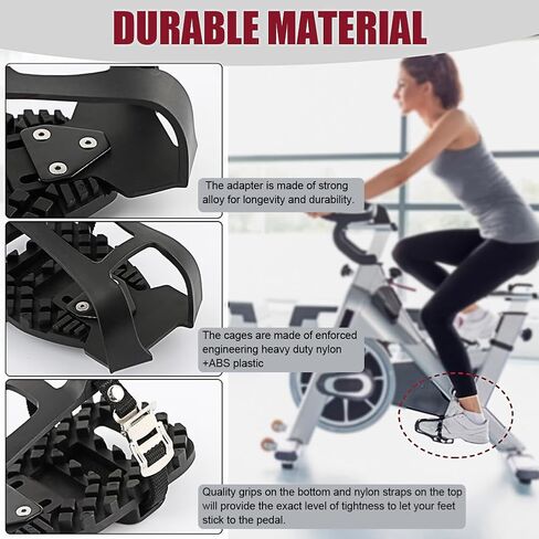 زوج واحد من دواسات الدراجة الرياضية، أقفاص أصابع القدم قابلة للتعديل لدواسات الدراجة الثابتة ومحولات دواسات ركوب الدراجات المضادة للانزلاق مع مفتاح ربط سداسي in Kuwait
