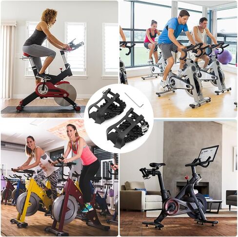 زوج واحد من دواسات الدراجة الرياضية، أقفاص أصابع القدم قابلة للتعديل لدواسات الدراجة الثابتة ومحولات دواسات ركوب الدراجات المضادة للانزلاق مع مفتاح ربط سداسي in Kuwait