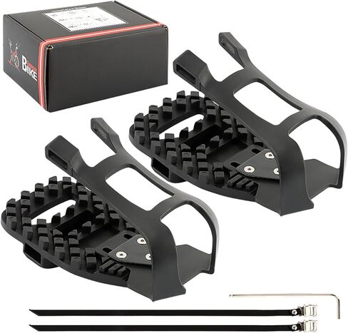 زوج واحد من دواسات الدراجة الرياضية، أقفاص أصابع القدم قابلة للتعديل لدواسات الدراجة الثابتة ومحولات دواسات ركوب الدراجات المضادة للانزلاق مع مفتاح ربط سداسي in Kuwait