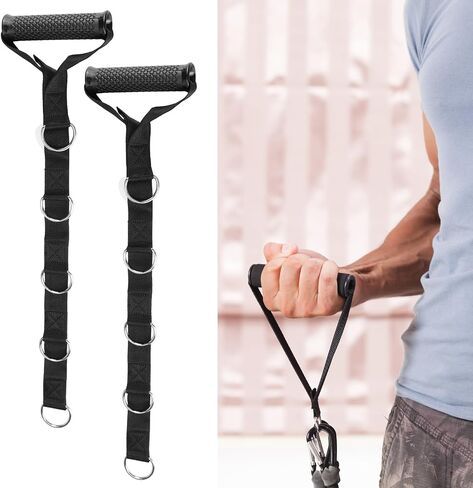 مقابض صالة الألعاب الرياضية المعدنية QWORK Fitness مع 5 أبازيم على شكل حرف D قابلة للتعديل - مقابض شديدة التحمل لأنظمة البكرة، والسحب للأسفل، والكتف، والعضلة ذات الرأسين، وتمارين ثلاثية الرؤوس in Saudi Arabia