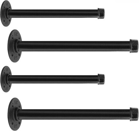 دعامات أرفف أنابيب الحديد الصناعي من NearMoon، دعامات أرفف من الحديد الريفي مثبتة على الحائط للأرفف العائمة، دعامات رفوف تزيين شديدة التحمل، 12 بوصة، 4 عبوات in Kuwait