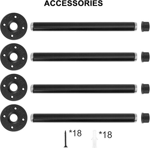 دعامات أرفف أنابيب الحديد الصناعي من NearMoon، دعامات أرفف من الحديد الريفي مثبتة على الحائط للأرفف العائمة، دعامات رفوف تزيين شديدة التحمل، 12 بوصة، 4 عبوات in Kuwait