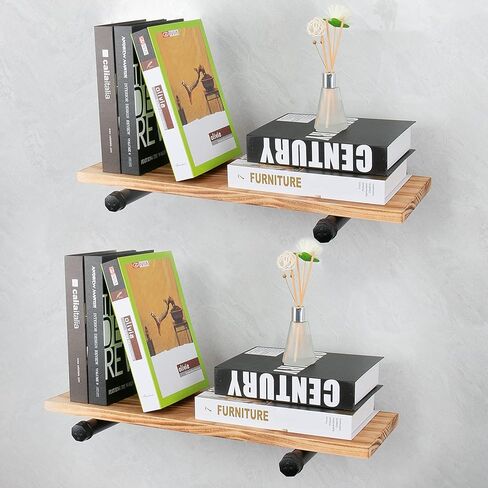 دعامات أرفف أنابيب الحديد الصناعي من NearMoon، دعامات أرفف من الحديد الريفي مثبتة على الحائط للأرفف العائمة، دعامات رفوف تزيين شديدة التحمل، 12 بوصة، 4 عبوات in Kuwait