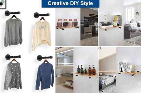 دعامات أرفف أنابيب الحديد الصناعي من NearMoon، دعامات أرفف من الحديد الريفي مثبتة على الحائط للأرفف العائمة، دعامات رفوف تزيين شديدة التحمل، 12 بوصة، 4 عبوات in Kuwait