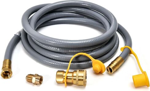 ABYDA 10Feet 1/2-Inch Natural Gas Hose with Quick Connect Fitting-Ideal for BBQ, Grill, Pizza Oven, Patio Heater, and More Low-Pressure Appliances - Natural Gas Conversion Kit, CSA Certified in Kuwait