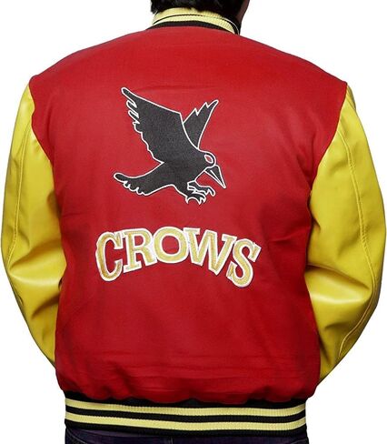 Men's Crows Varsity Letterman Bomber Red Yellow Lightweight Jacket in Saudi Arabia