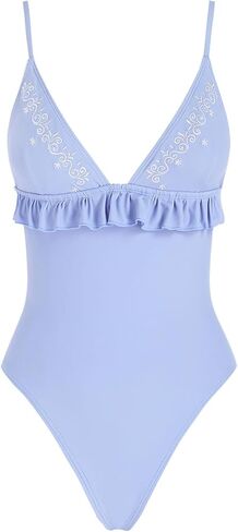 Blue Gingham Tie Around Criss Cross Backless Plunging Neck One-Piece Swimsuit in Saudi Arabia